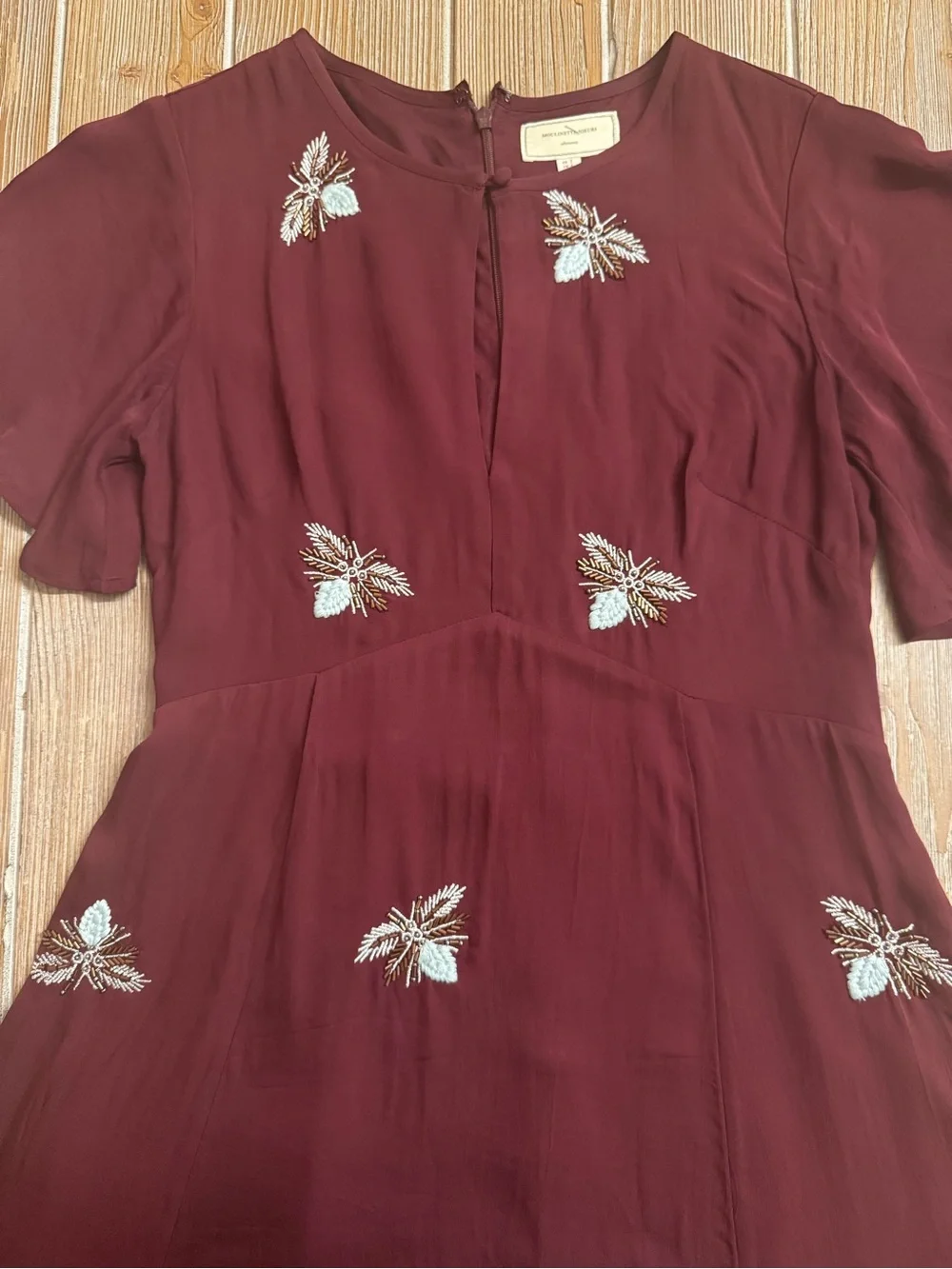 Anthropologie Moulinette Soeurs  Beaded Firefly Fit & Flare Flutter Sleeve Dress